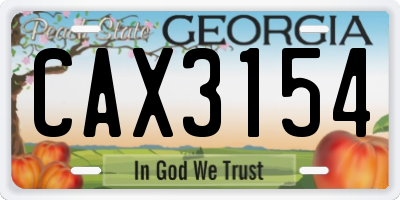 GA license plate CAX3154