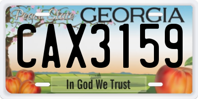 GA license plate CAX3159