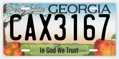 GA license plate CAX3167