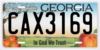 GA license plate CAX3169