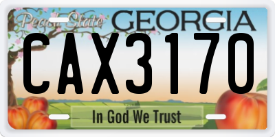 GA license plate CAX3170