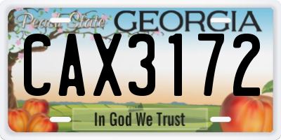 GA license plate CAX3172