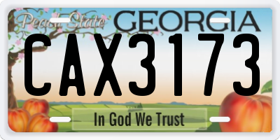GA license plate CAX3173