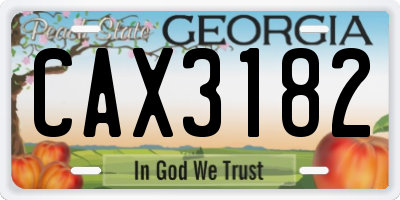 GA license plate CAX3182