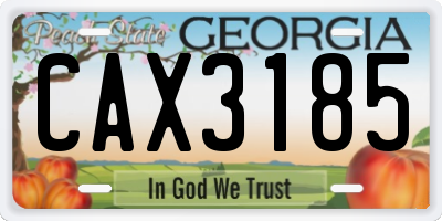 GA license plate CAX3185
