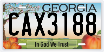 GA license plate CAX3188