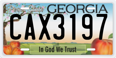 GA license plate CAX3197