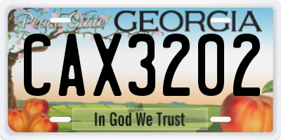 GA license plate CAX3202