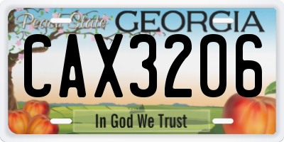 GA license plate CAX3206