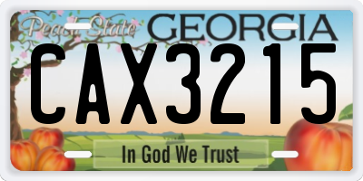 GA license plate CAX3215