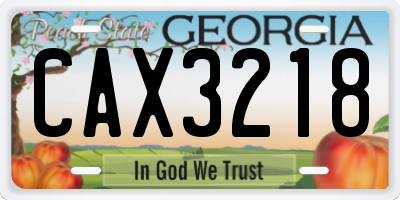 GA license plate CAX3218