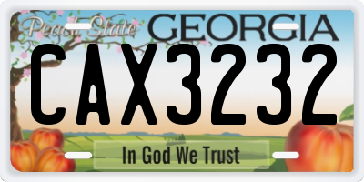 GA license plate CAX3232