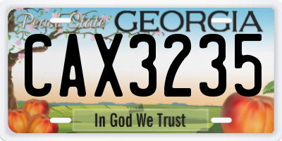 GA license plate CAX3235