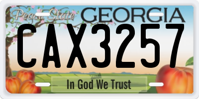 GA license plate CAX3257