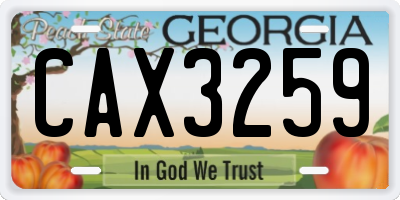GA license plate CAX3259