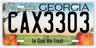 GA license plate CAX3303
