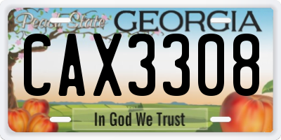 GA license plate CAX3308