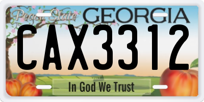 GA license plate CAX3312