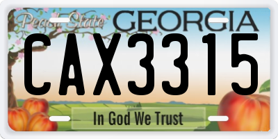GA license plate CAX3315