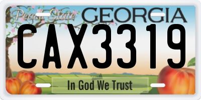 GA license plate CAX3319