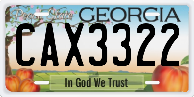GA license plate CAX3322