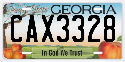 GA license plate CAX3328