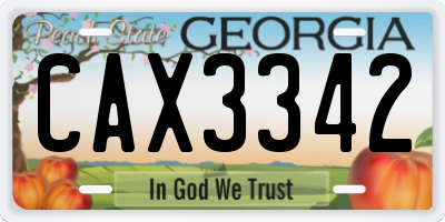 GA license plate CAX3342