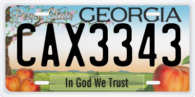 GA license plate CAX3343