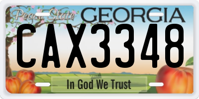 GA license plate CAX3348