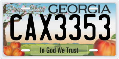 GA license plate CAX3353
