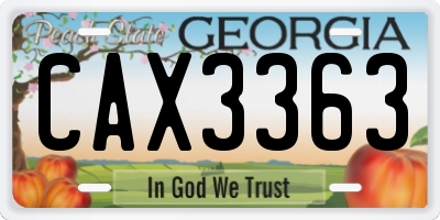 GA license plate CAX3363