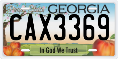 GA license plate CAX3369