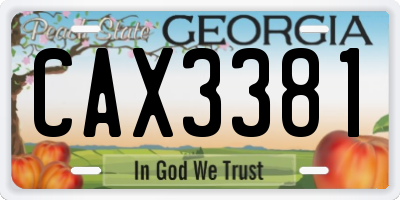 GA license plate CAX3381