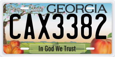 GA license plate CAX3382