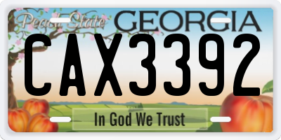 GA license plate CAX3392