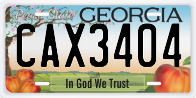 GA license plate CAX3404