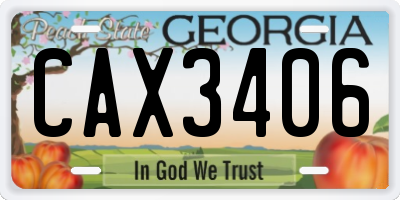 GA license plate CAX3406