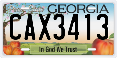 GA license plate CAX3413