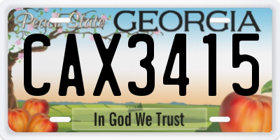 GA license plate CAX3415