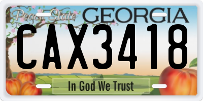 GA license plate CAX3418