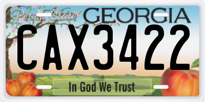 GA license plate CAX3422