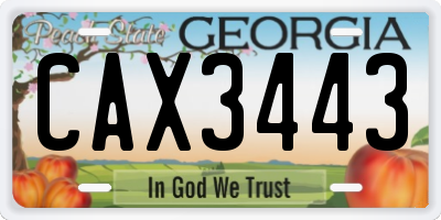 GA license plate CAX3443