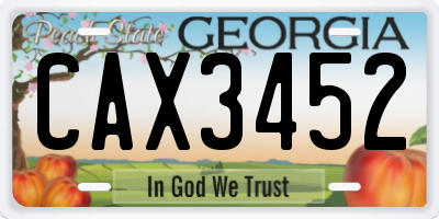 GA license plate CAX3452