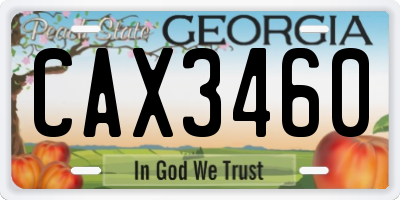 GA license plate CAX3460