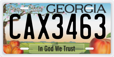 GA license plate CAX3463