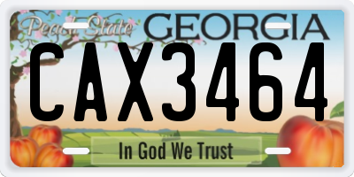 GA license plate CAX3464
