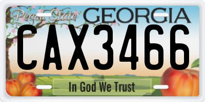 GA license plate CAX3466