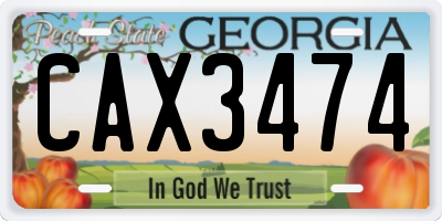 GA license plate CAX3474