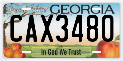 GA license plate CAX3480