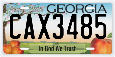 GA license plate CAX3485
